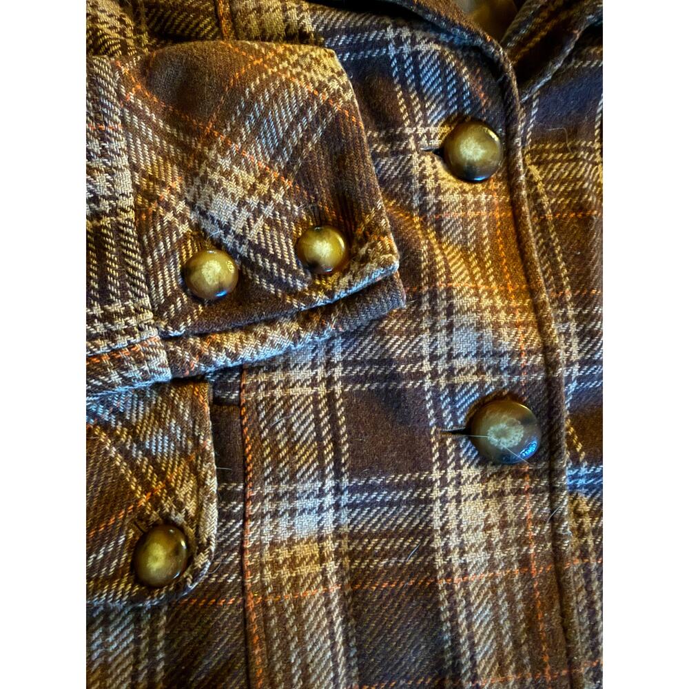 Guess Pleated Plaid Wool Coat Size Large Vintage - Picture 3 of 9